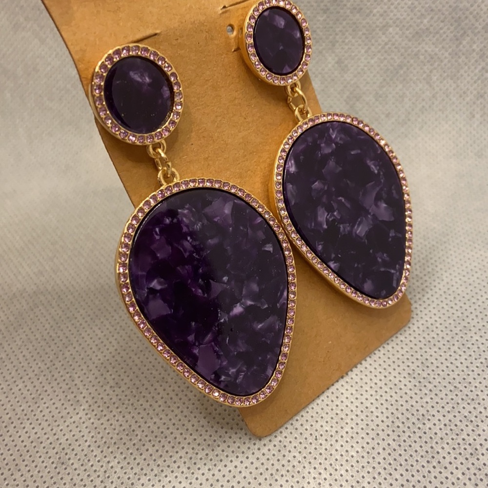 Statement Purple Dangle Earrings - image 4